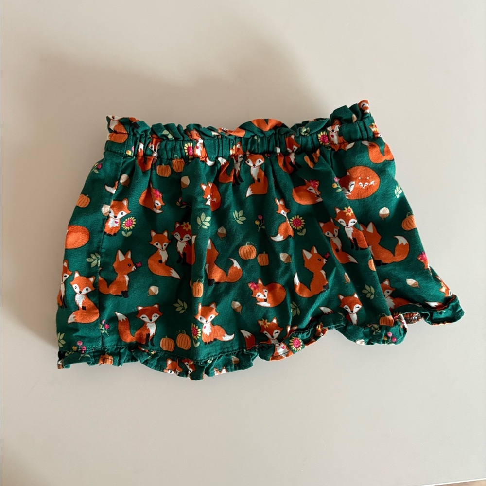Green Fox Print Baby Shorts